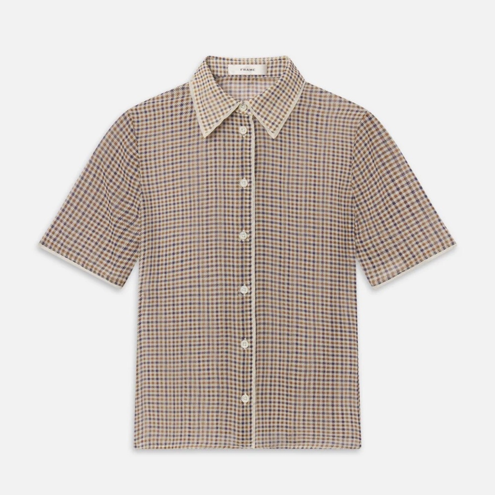 Frame Denim Plaid Button Down Shirt - Brown and Blue
